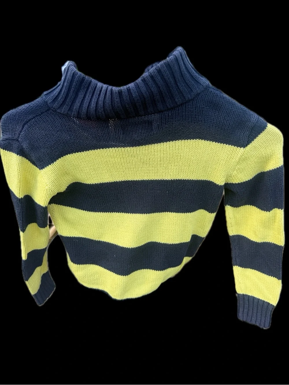 Ralph Lauren Striped Cowl Half-Zip Sweater in Navy and Yellow